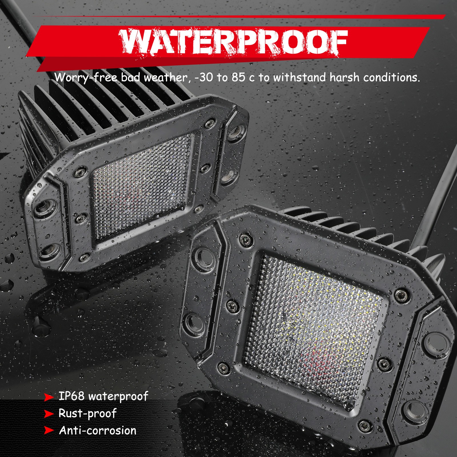 2x 5″ 120W Flush Mount Cree LED Pods Work Light Bar Driving Reverse Off Road 4WD