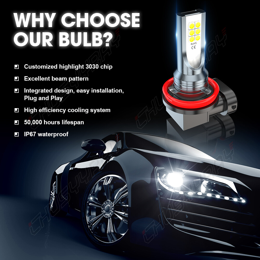 LED Fog Light Bulb H11 High Power Driving Lamps Clear White Foglight Bulbs Kit