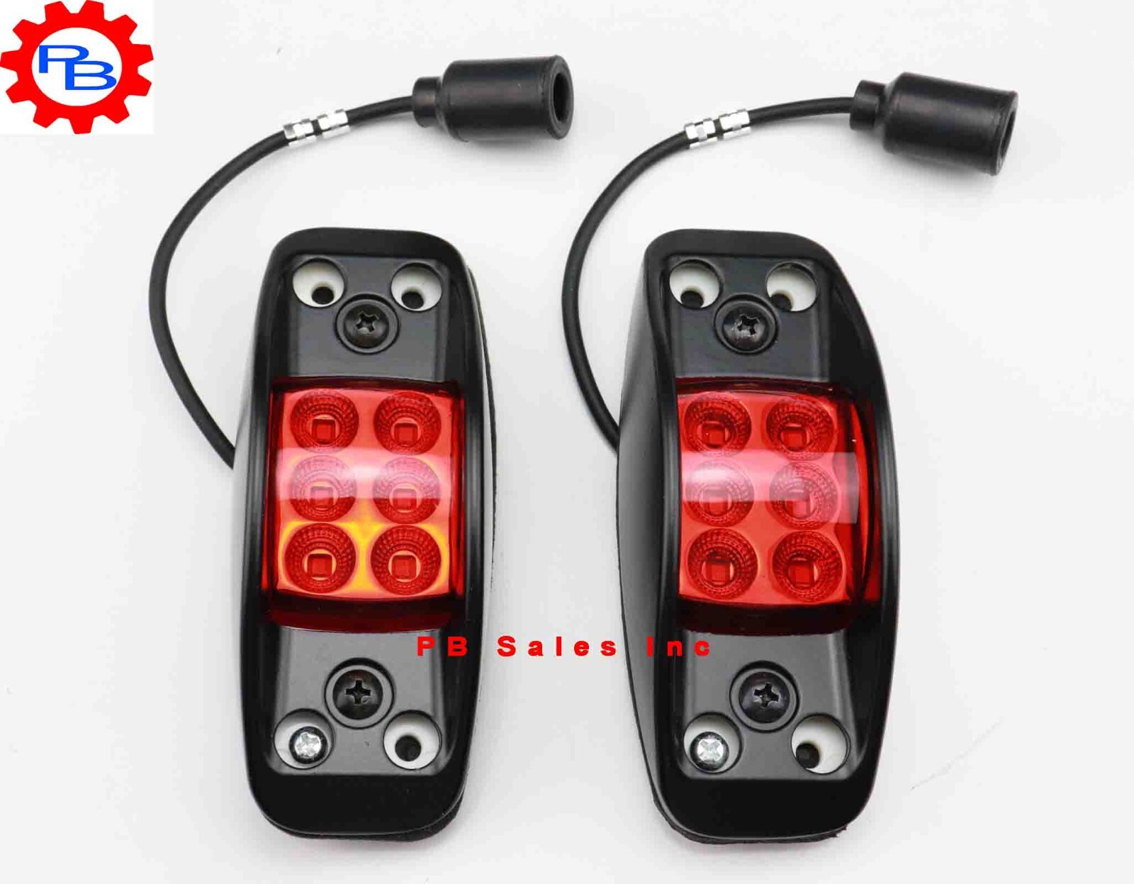 2 Red LED Side Marker Lights 12V, 24V Aluminum Housing For Military Veh, HMMWV