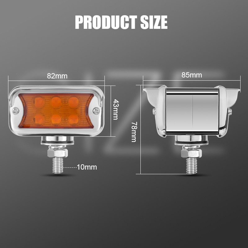 2X 57 LED Red/Amber Fender Semi Truck Pedestal Lights Turn Signal Tail Dual Face