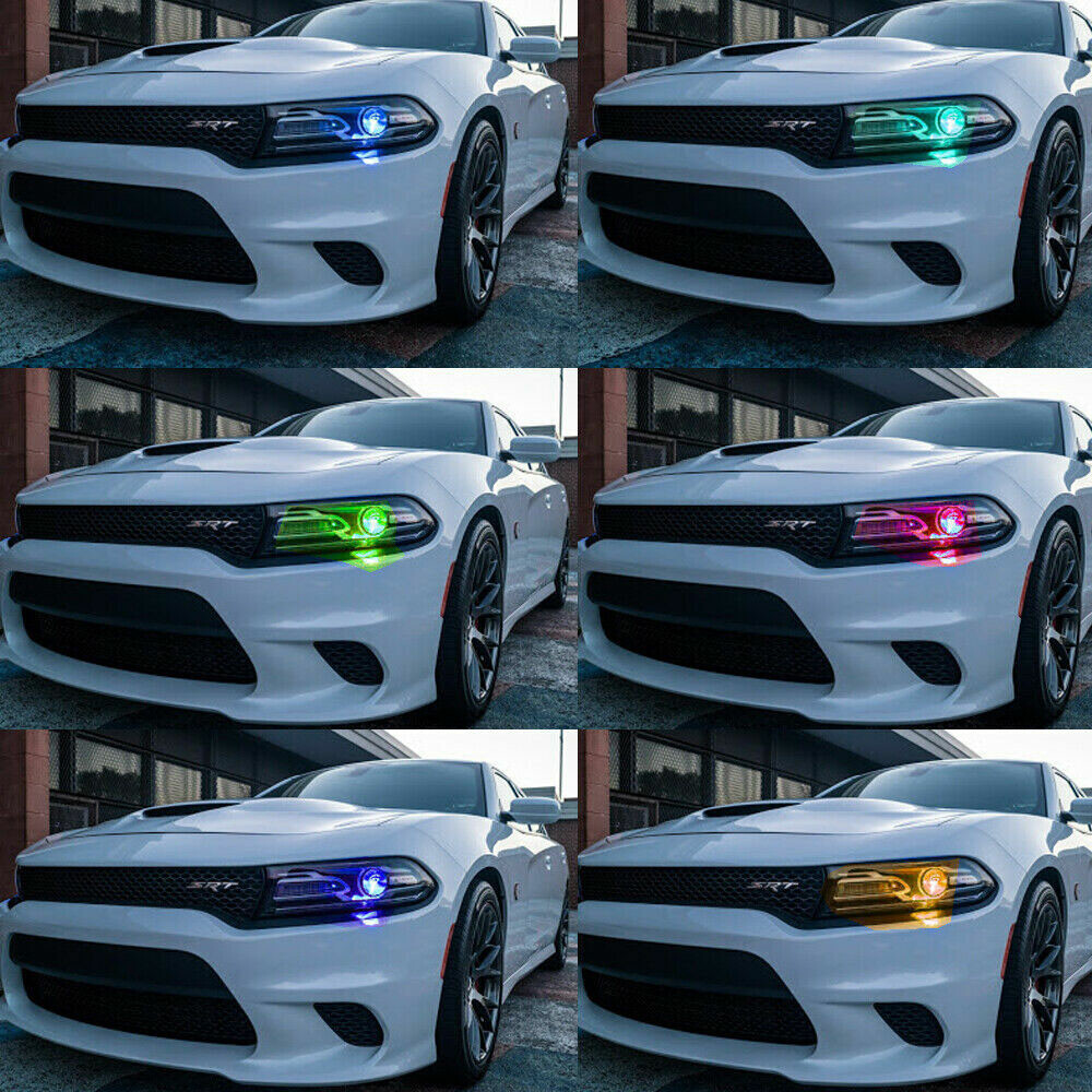 2Pcs HB3 9005 9006 RGB LED APP Phone Control Headlight High Beam Bulbs