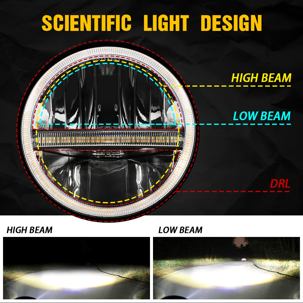 Pair DOT 7″ 200w Round LED Headlights Hi/Lo Beam For Chevy C10 C20 Pickup Truck