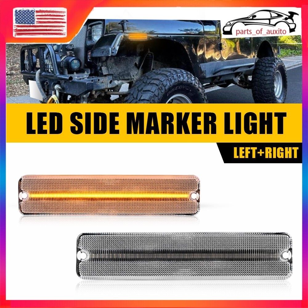 2/4x LED Side Front Marker Turn Signal Bumper For Light Jeep 87-95 Wrangler YJ