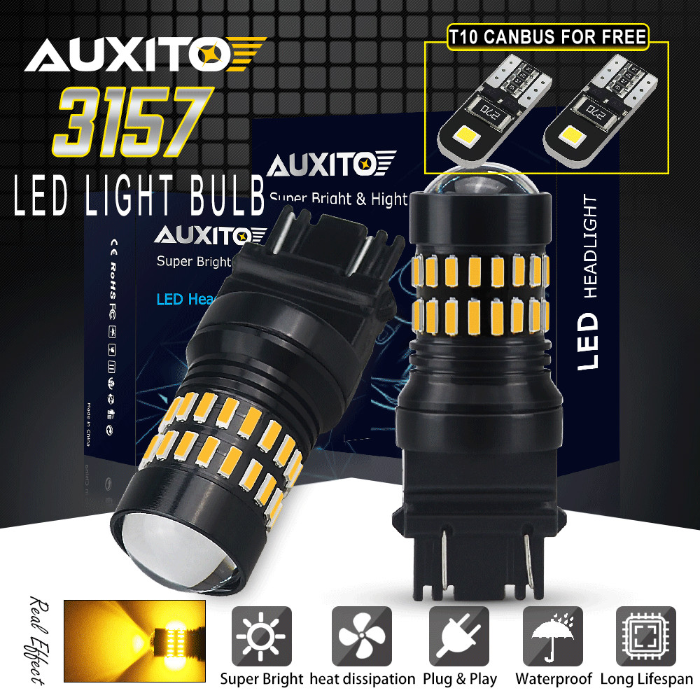 2x 3157A 4157A Amber/Yellow LED Turn Signal Light Bulb & 10x T10 interior light