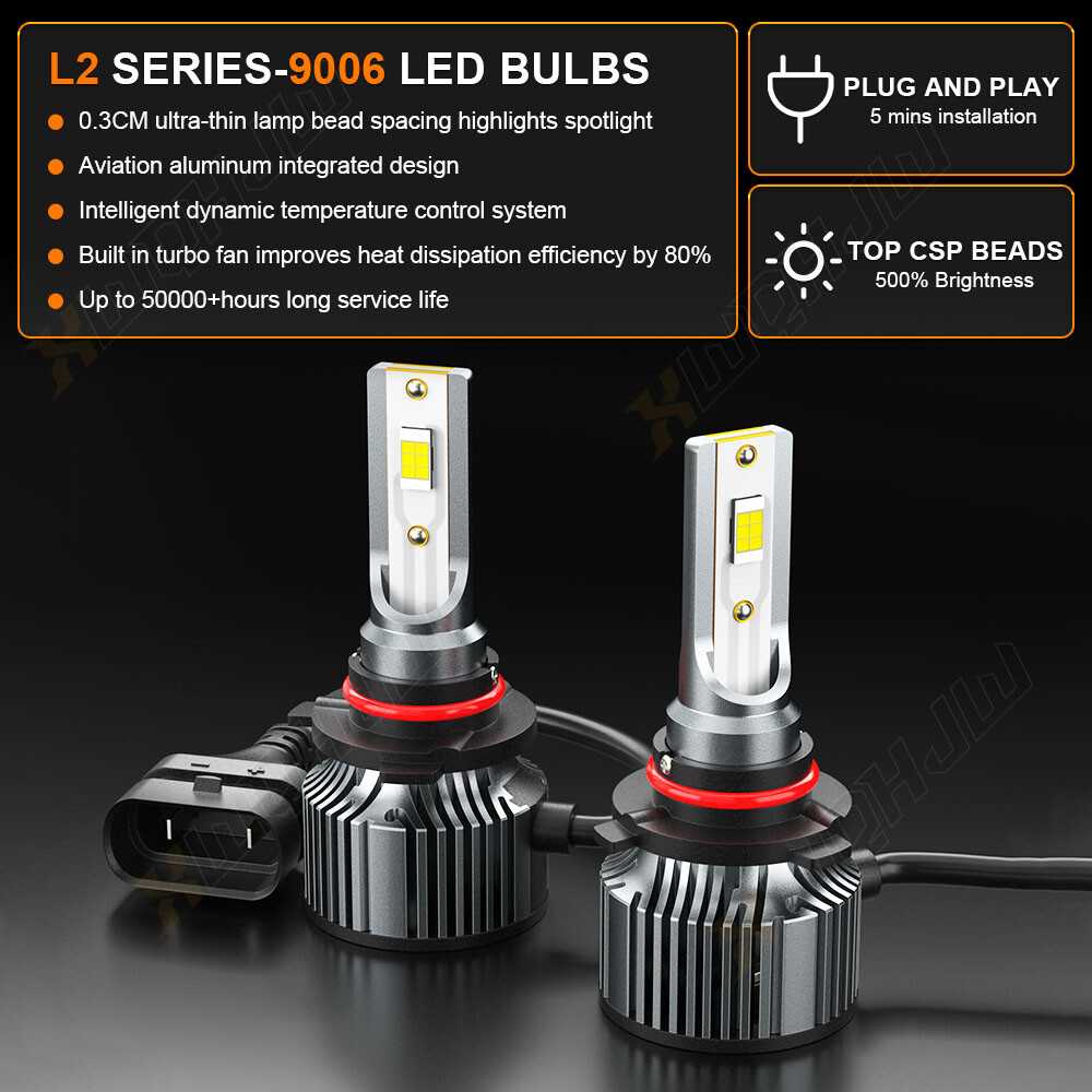 120W Combo LED Headlight Kit High & Low Beam 9005+9006 6000K White 2 Pairs