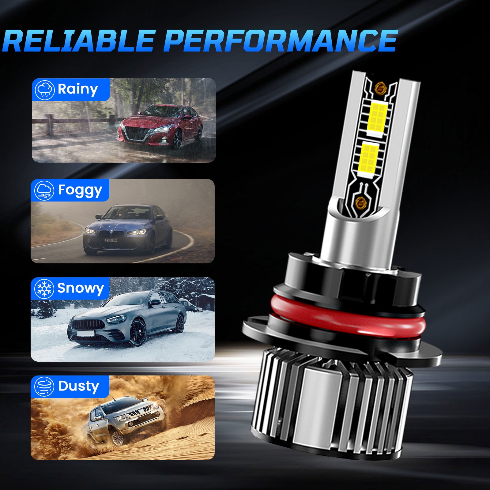 For Ford F-150 1992-2003 Pair LED Headlight Bulbs Hi/Lo Beam 72000LM Cool White