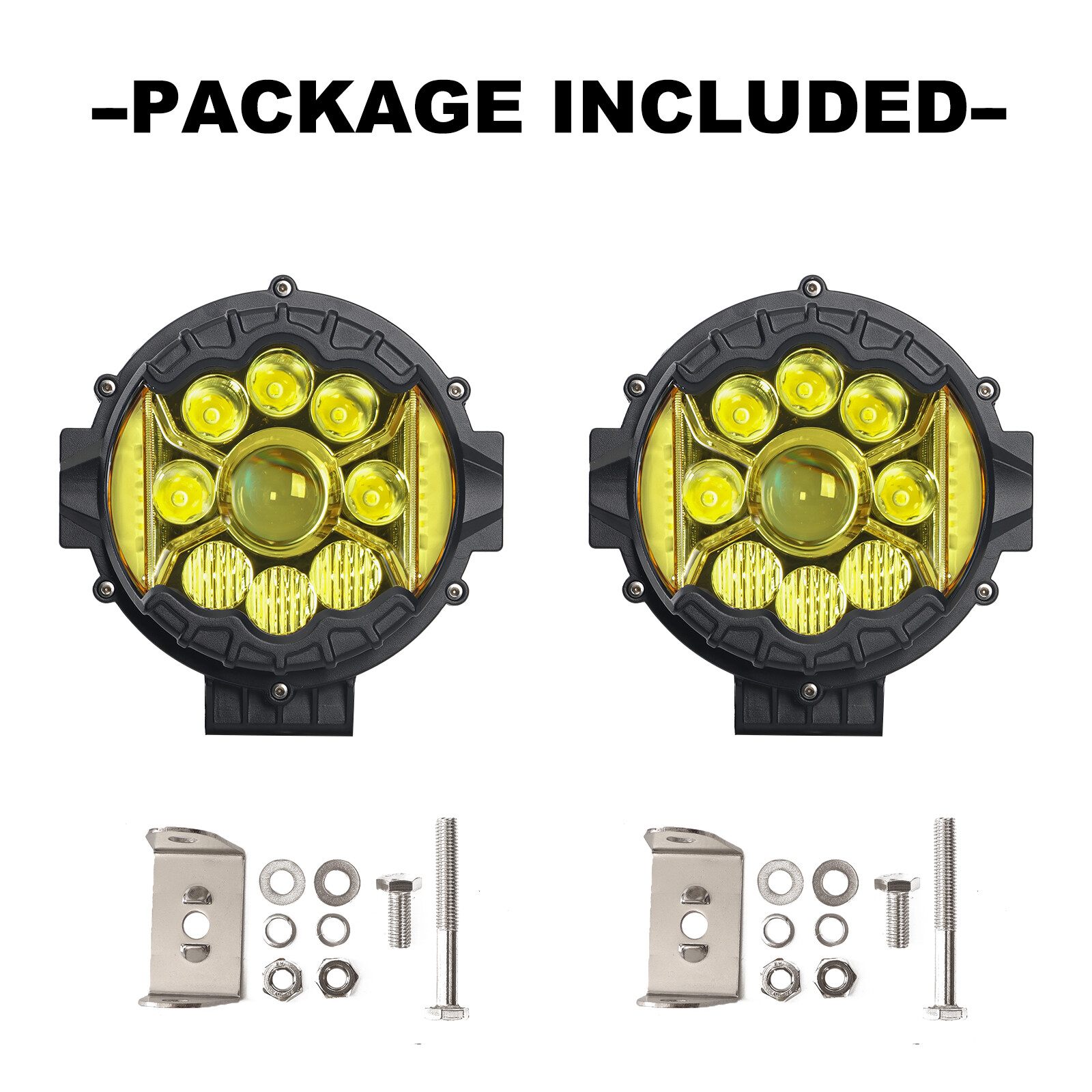 7″ LED Combo Flood Spot Work Light Amber DRL Driving Fog Light ATV Offroad Pods