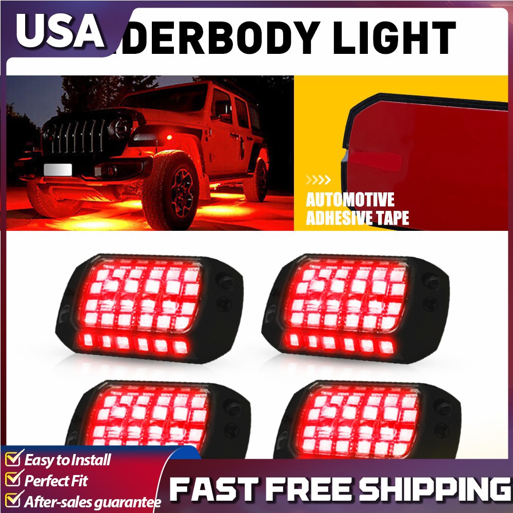 4x 36LED Under RED Car System Underbody Light Underglow Kit Waterproof Lamp IP68