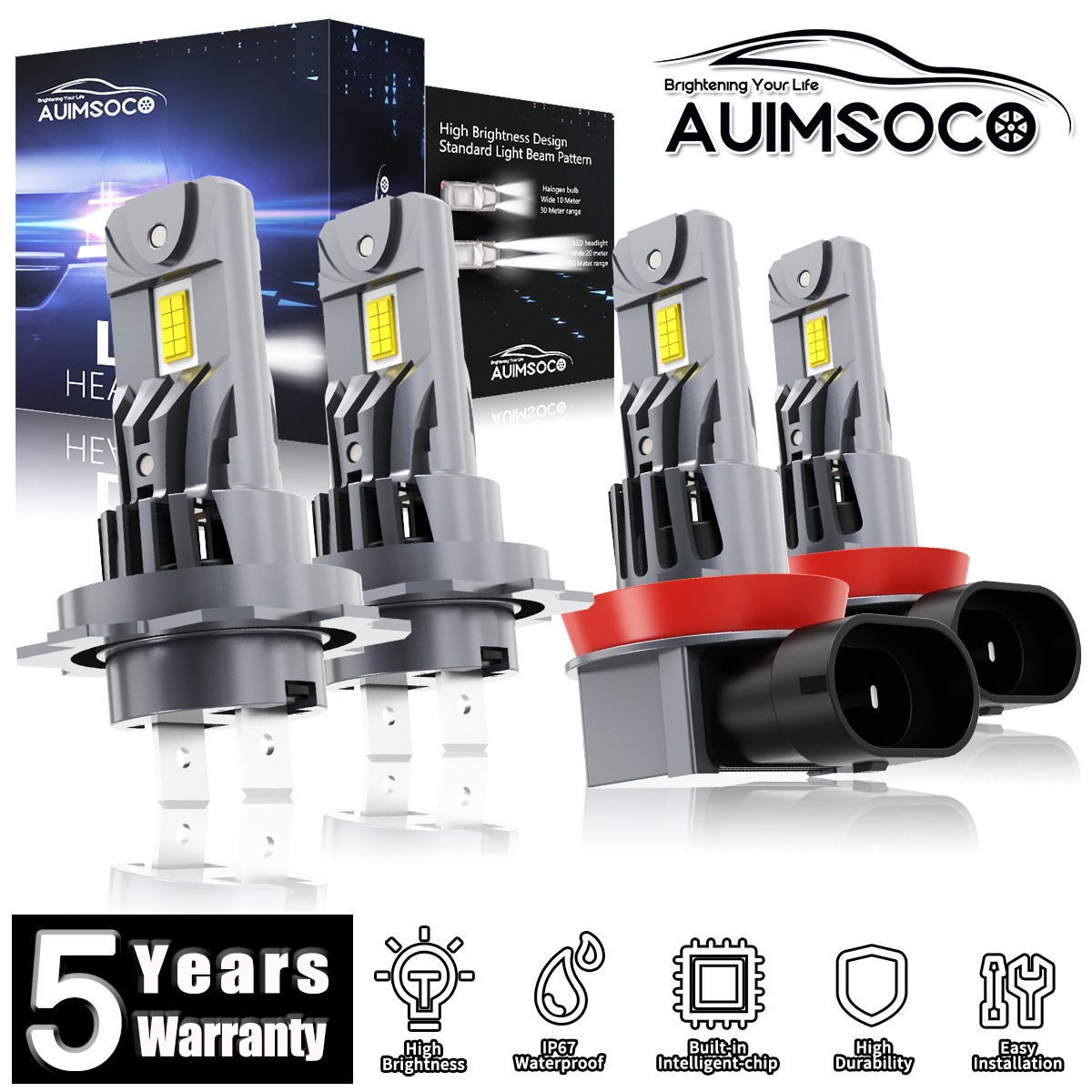 For Ford Fusion 2006-2018 4x LED Headlights Kit Bulbs Super Bright White 72000LM