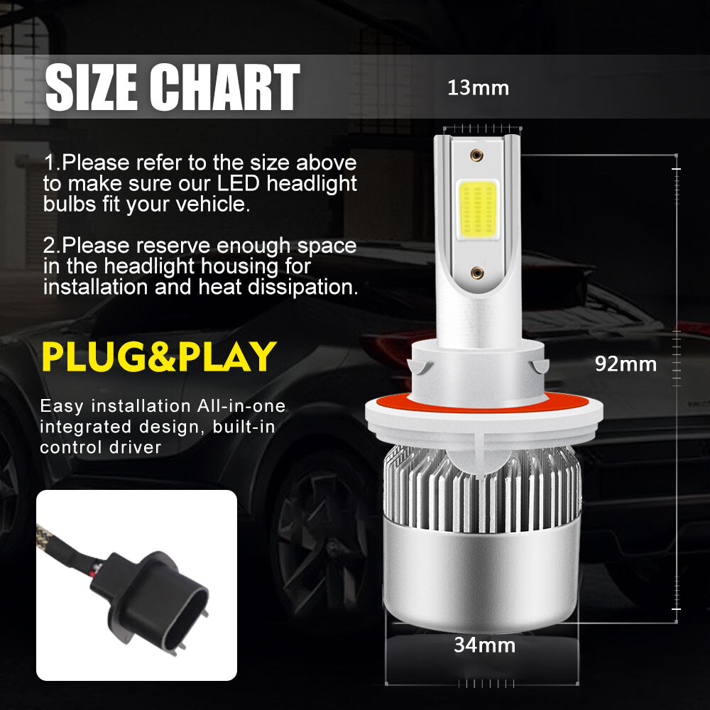 For Chrysler Aspen 2007-2009 Combo 9008/H13+9145 LED Headlight + Fog Light Bulbs