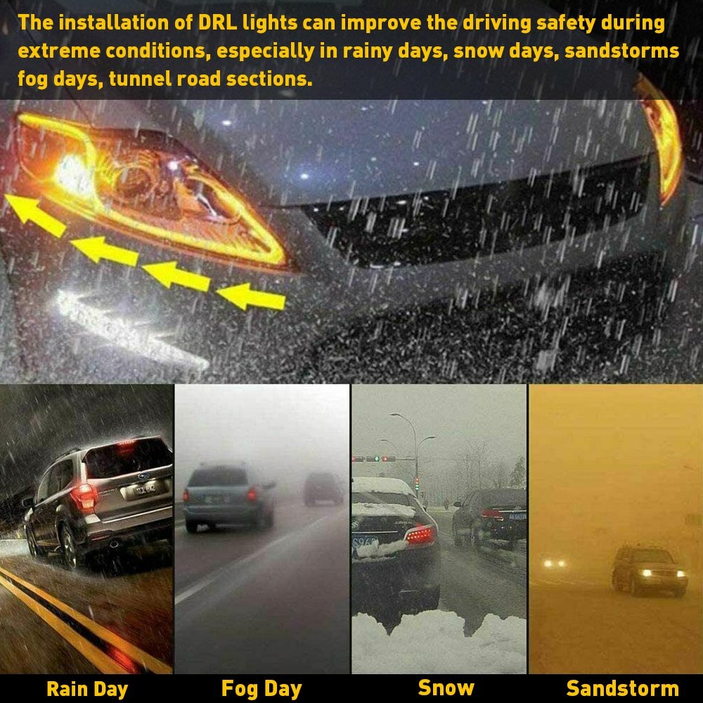 AUXITO Flexible Car Soft Tube Guide LED Lamp Strip DRL Daytime Running Light DRL