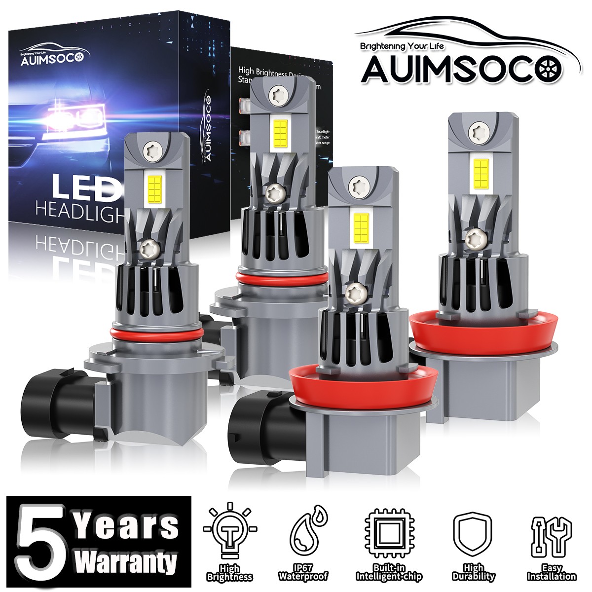 For GMC Yukon 2015-2021 LED Headlight Kit Bulbs High Low Beam Fog Light 72000LM