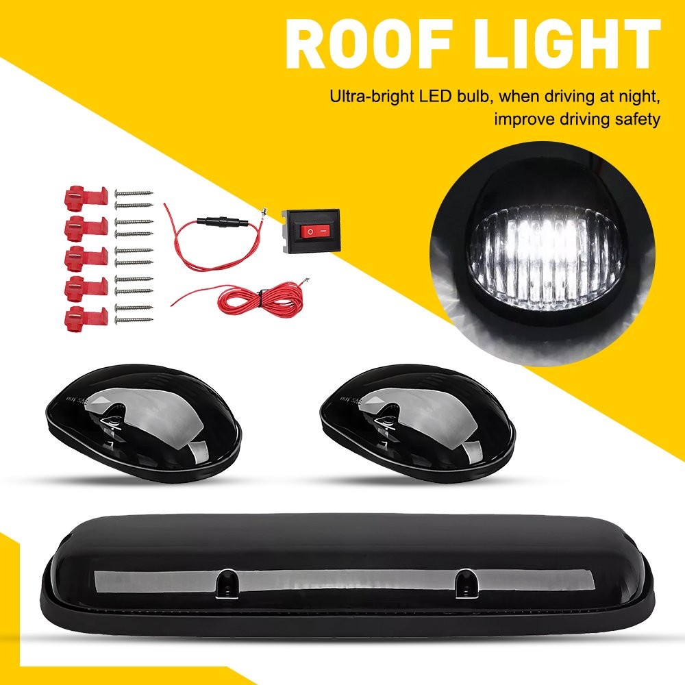 White LED Cab Roof Marker Top lights For Chevrolet Silverado 1500 2500 3500 GMC