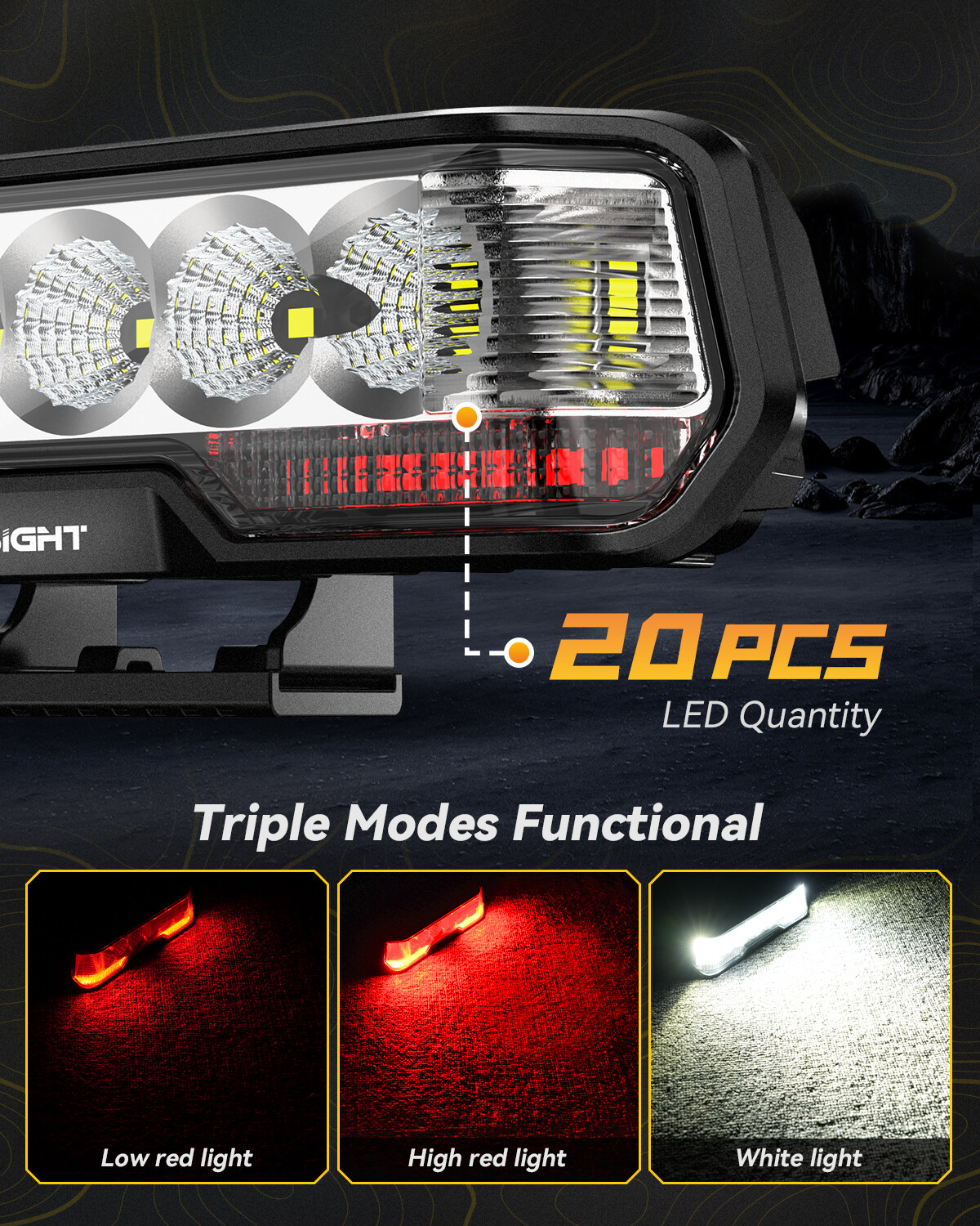 1x NOVSIGHT 6 Inch LED Light Bar Reverse Brake DRL Offroad Lamp IP68 Waterproof