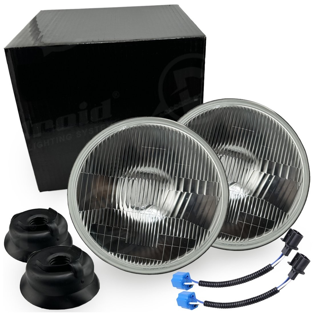 Pair 7″ inch Round LED Headlights H4 High-Low Beam For Jeep CJ5 1959-1982 1983