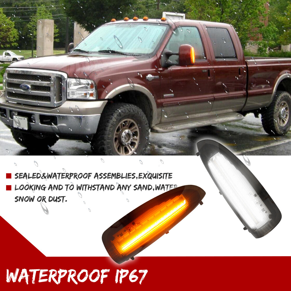 Smoke Lens White/Amber Switchback LED Side Mirror Lamps For 03-07 Ford F250 F350