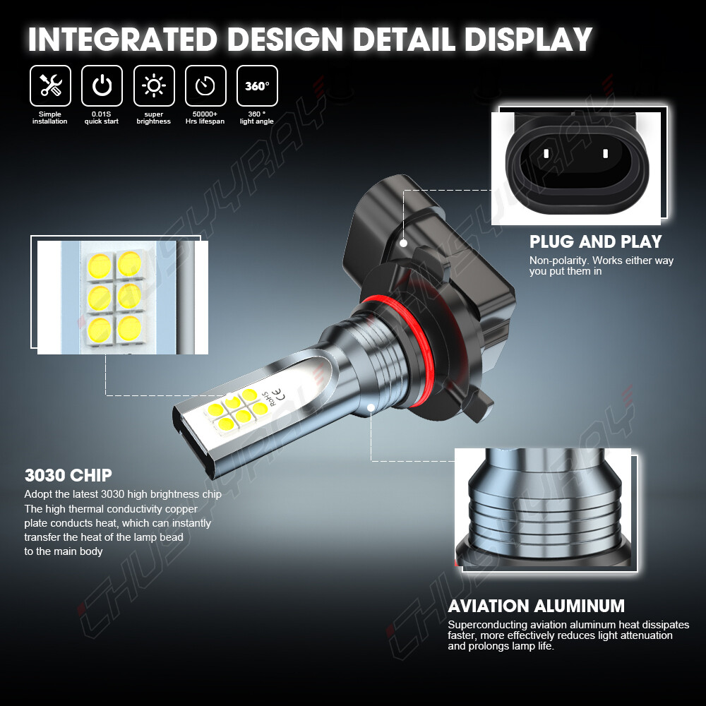 9005 H11 LED Headlight Super Bright Bulbs Kit 6000K White 330000LM High Low Beam