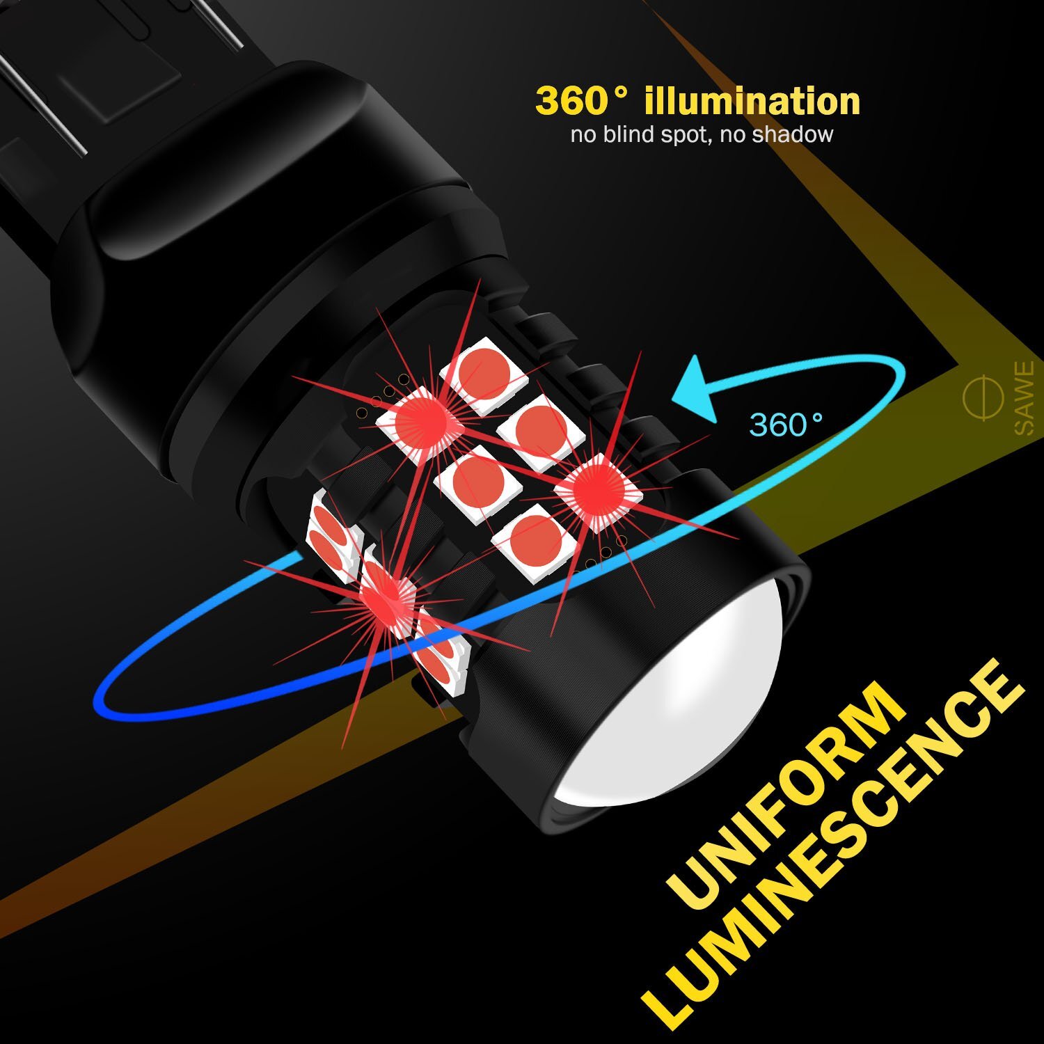 2x 7443 7440 7444 LED RED Flash Strobe Blinking Brake Stop light Bulbs For Honda