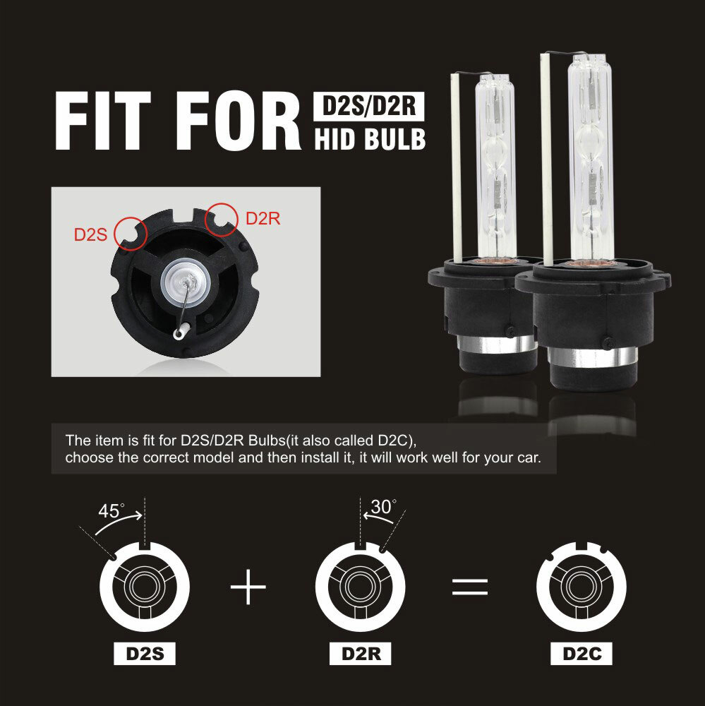2x 6000K D2S White HID Xenon Bulbs Factory Replacement Headlight Kit Lo/Hi Beam