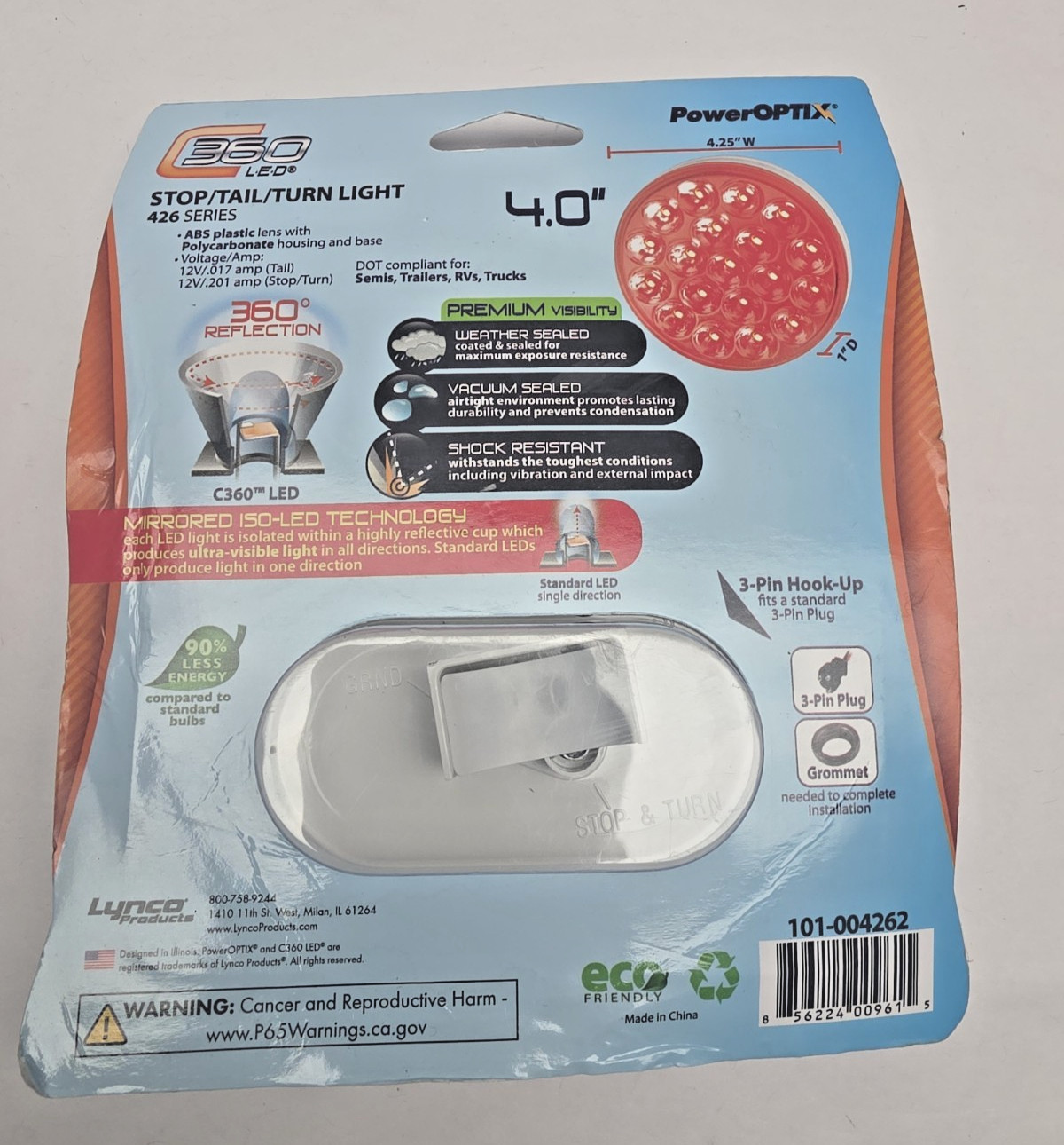 C360 LED 4in S/T/T Light Red, New-Free Shipping