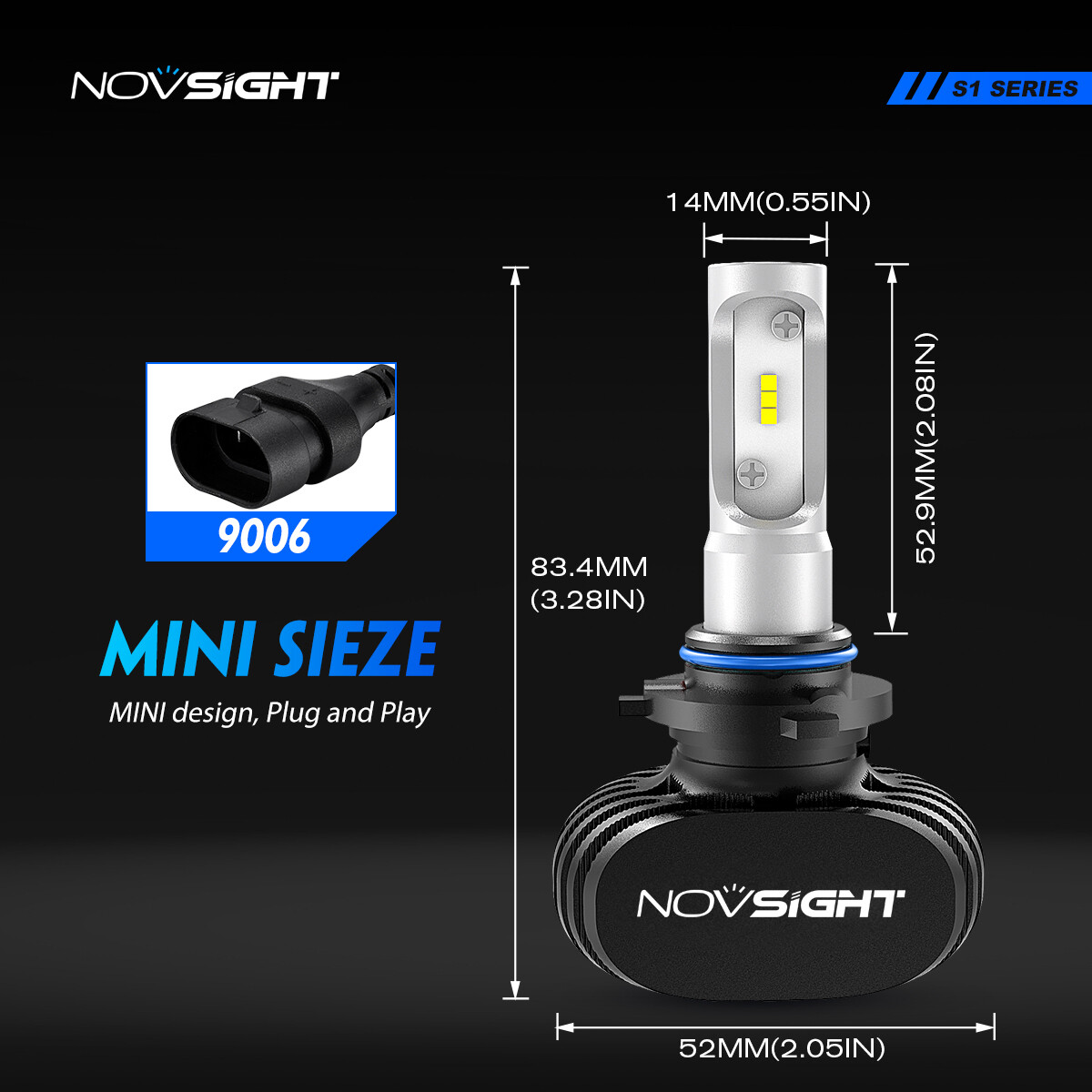 NOVSIGHT HB4 9006 LED Headlight Bulbs Conversion Kit High/Low Beam 9000LM White