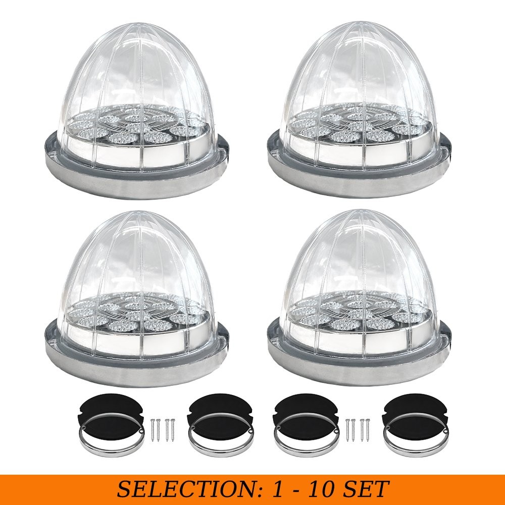 4-40x Amber&White LED Watermelon Light Side Marker Truck Trailer Turn Signal 12V