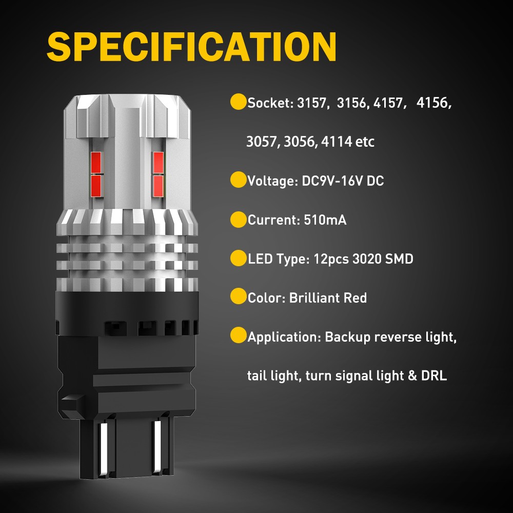 3157 Super Brigh Red LED Stop Turn Signal Brake Tail Light Bulb 4156 3057 2-20x