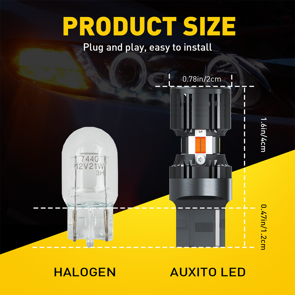 2 Pack CANBUS 7443 7444NA Switchback LED Bulbs Ambe/White with Built-in Resistor