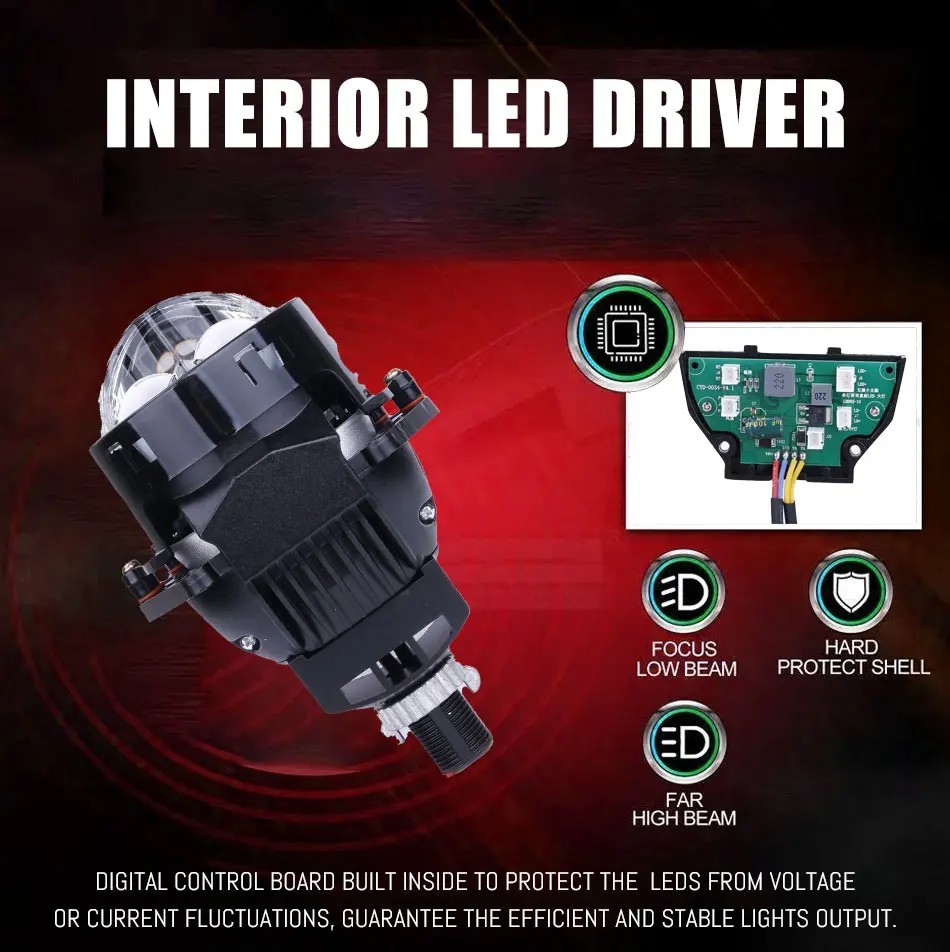 3“ Bi-LED Projector Lens Laser Hyperboloid Lens 140W For Hella H4 H7 Headlight