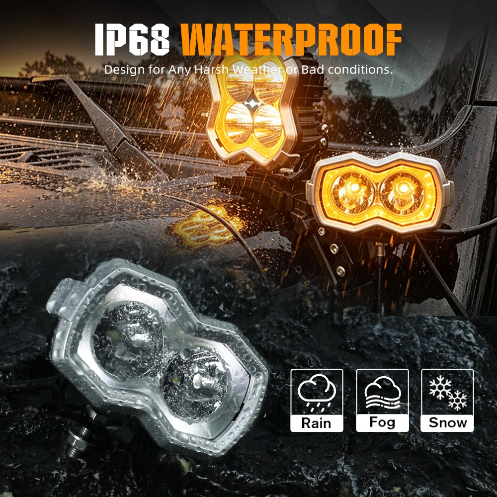 NOVSIGHT 4.5″ LED Pods Lights Off Road Flood Beam for Jeep Truck Adventure Trips