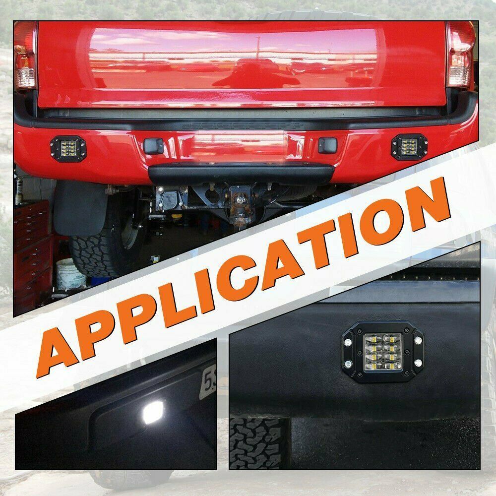 4x 5″ 300W Flush Mount LED Lights Pods Backup Reverse Rear Bumper Off Road 4WD