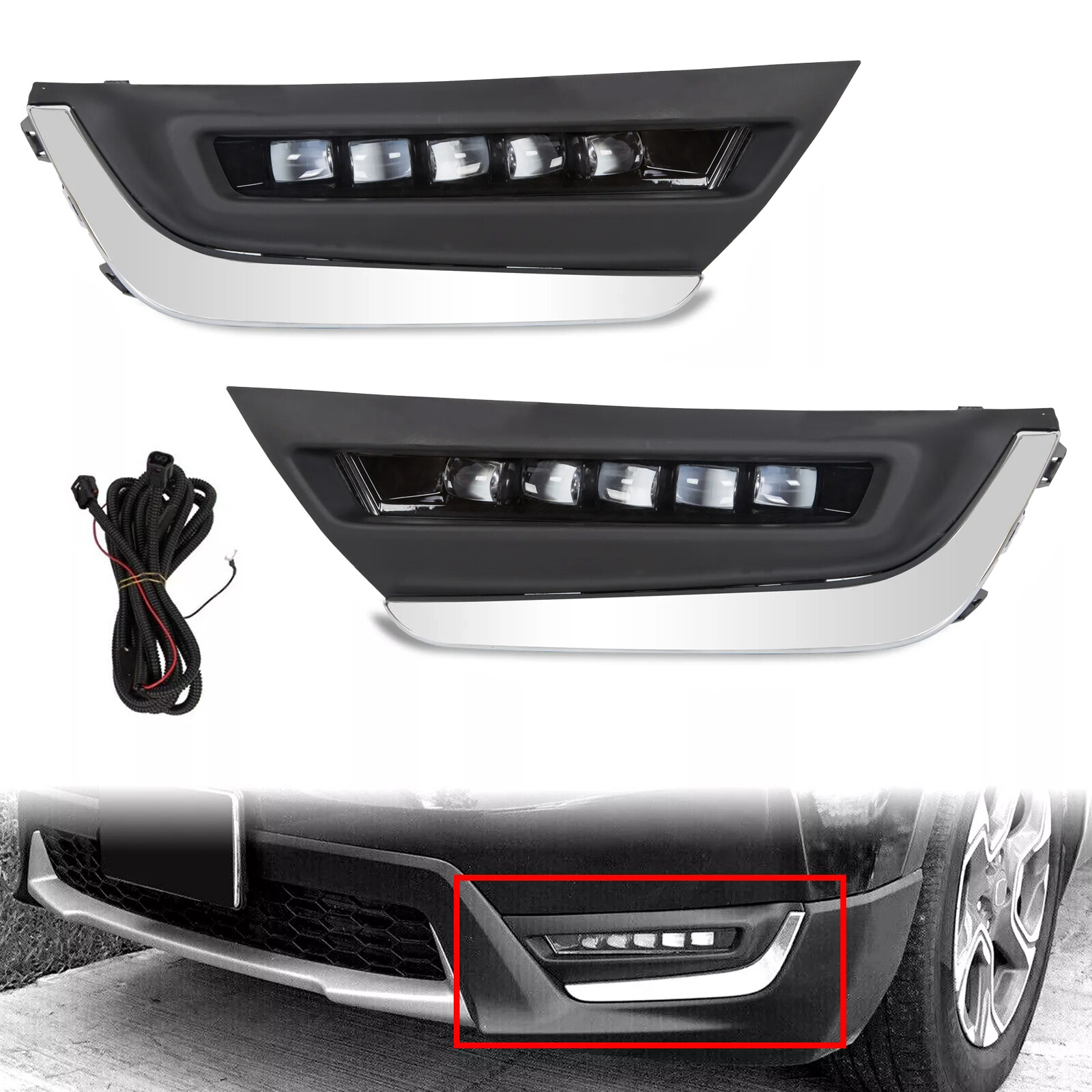 LED DRL Daytime Running Fog Lamp Lights w/Brackets For Honda CRV CR-V 2017-2019