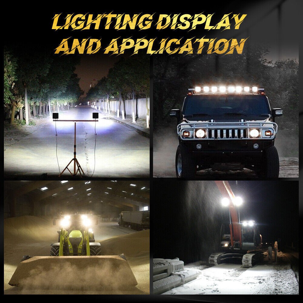 10X 48W LED Work Light Truck OffRoad Tractor Flood Lights 12V 24V Square 4 Inch