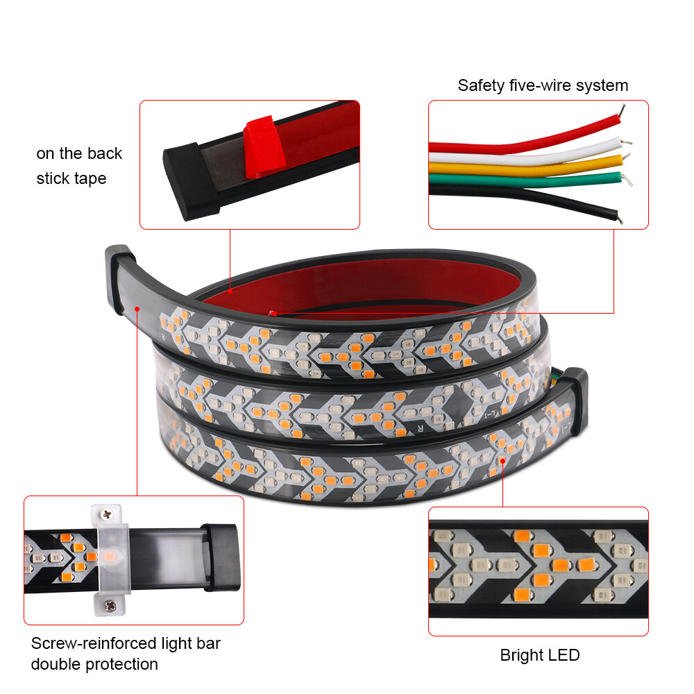 40″ 48″ 94″ 3 Row LED Strip Tailgate Light Bar Truck Reverse Brake Signal Tail