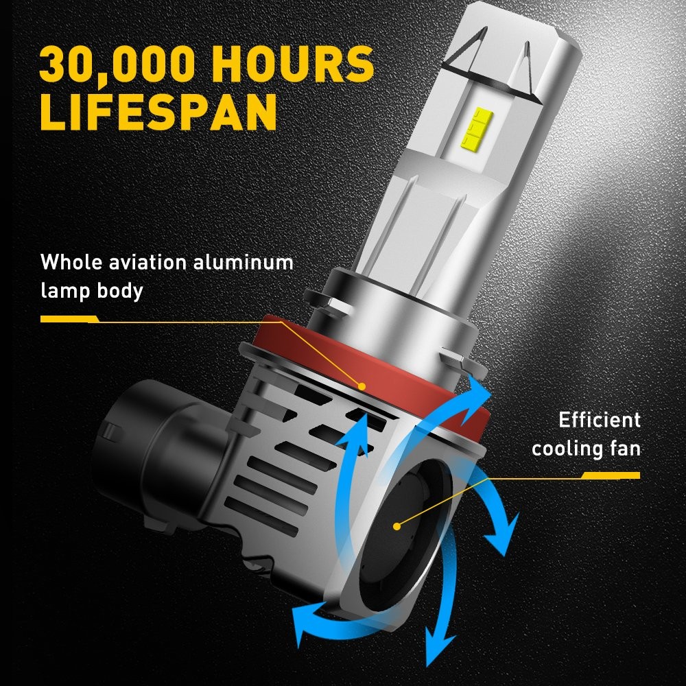Auxito LED Headlight H11 Low Beam Bulb Canbus Kit 30000LM 6500K Ultra Bright 2PC