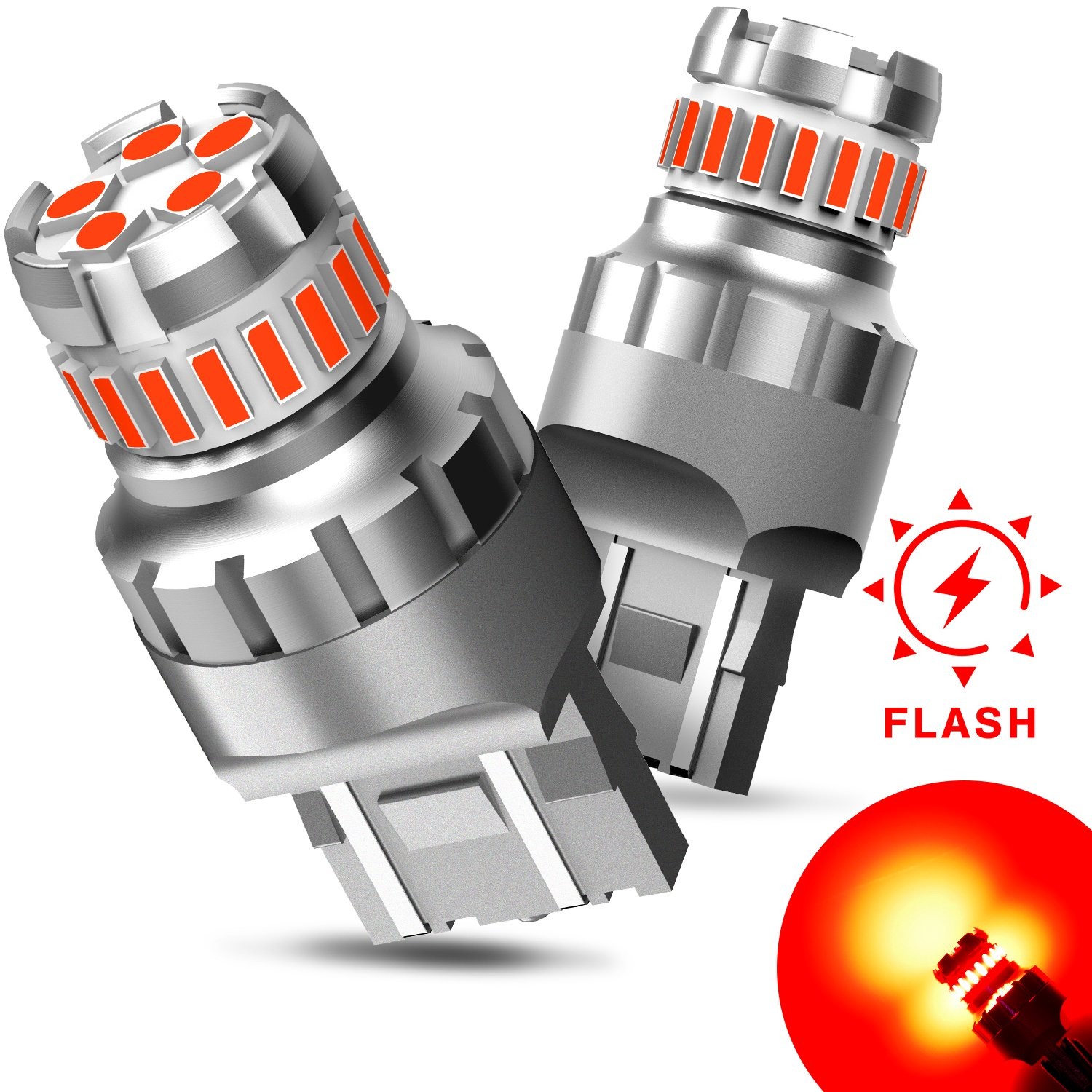 4x AUXITO 7443 7440 Brake Tail Stop Light Red Flash Strobe Blinking LED Bulbs US