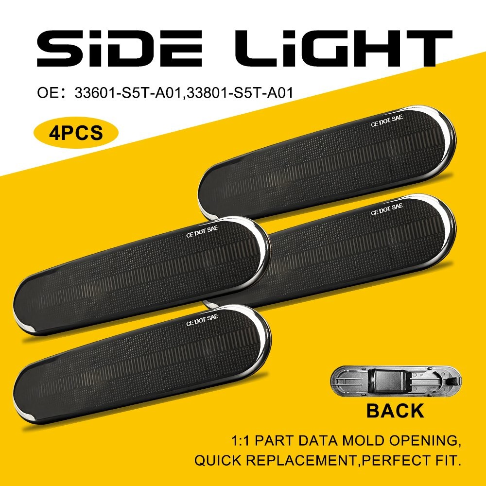 4X Front+Rear Side Marker Lights for 2002-2005 Honda Civic Si/ SiR EP3 Hatchback