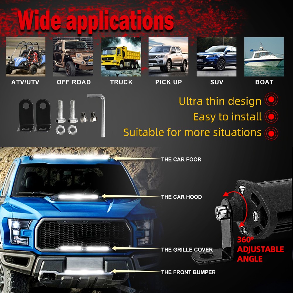 20″inch Chrome LED Light Bar 400W Single Row Slim Spot Flood Combo Truck UTV ATV
