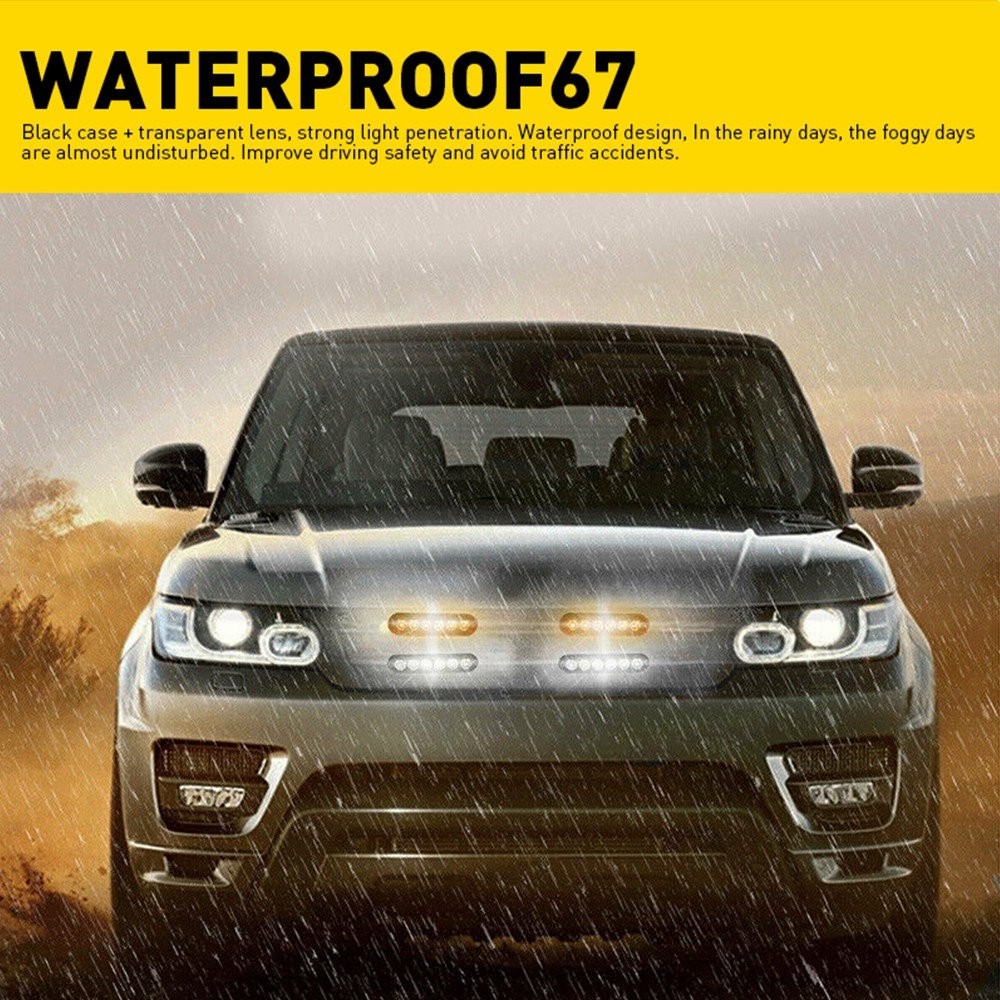 4PCS 6-LED STROBE LIGHTS WARNING FLASHING BEACON AMBER WHITE 12V REMOTE CONTROL