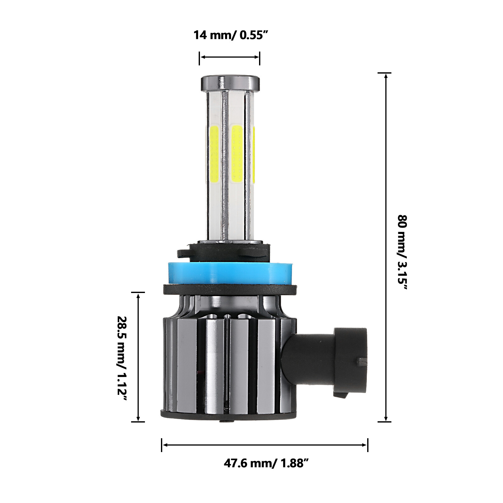 IRONWALLS H11 6Side LED Headlight Bulbs Conversion Kit High Low Beam 6500K White