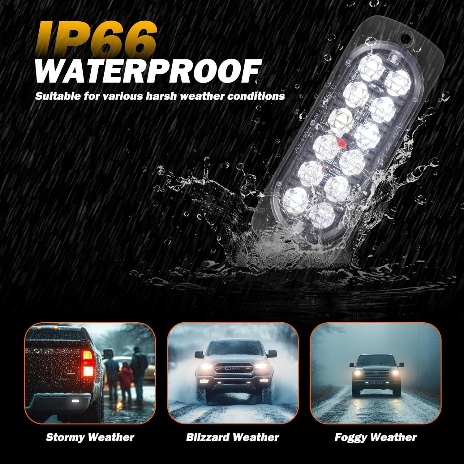 2 Pack White LED Reverse Backup Lights Waterproof Surface Mount DOT Compliant