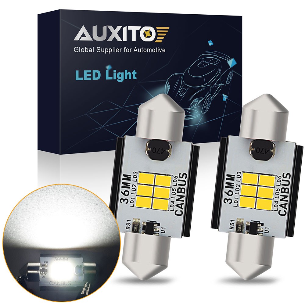 AUXITO 6418 C5W 36MM Festoon LED License Plate Tag Light Bulb 6000K Bright White