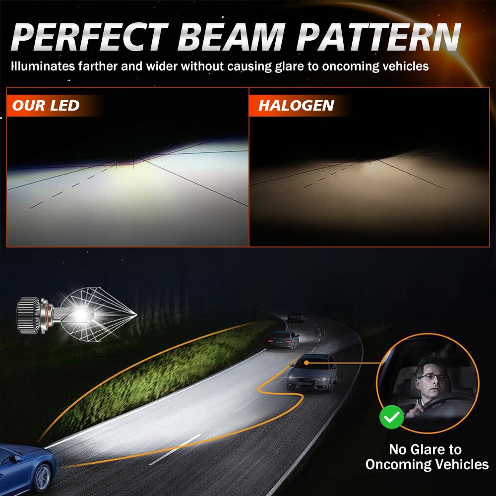 6x LED Headlight Bulb Hi/Lo Beam Fog Light 20000Lm For Dodge Charger 2011-2014