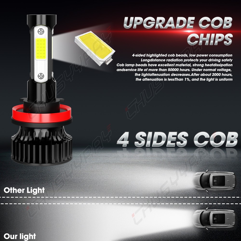 Combo 9005+H11 LED Headlight Super Bright Bulbs Kit White 720000LM Hi/Lo Beam