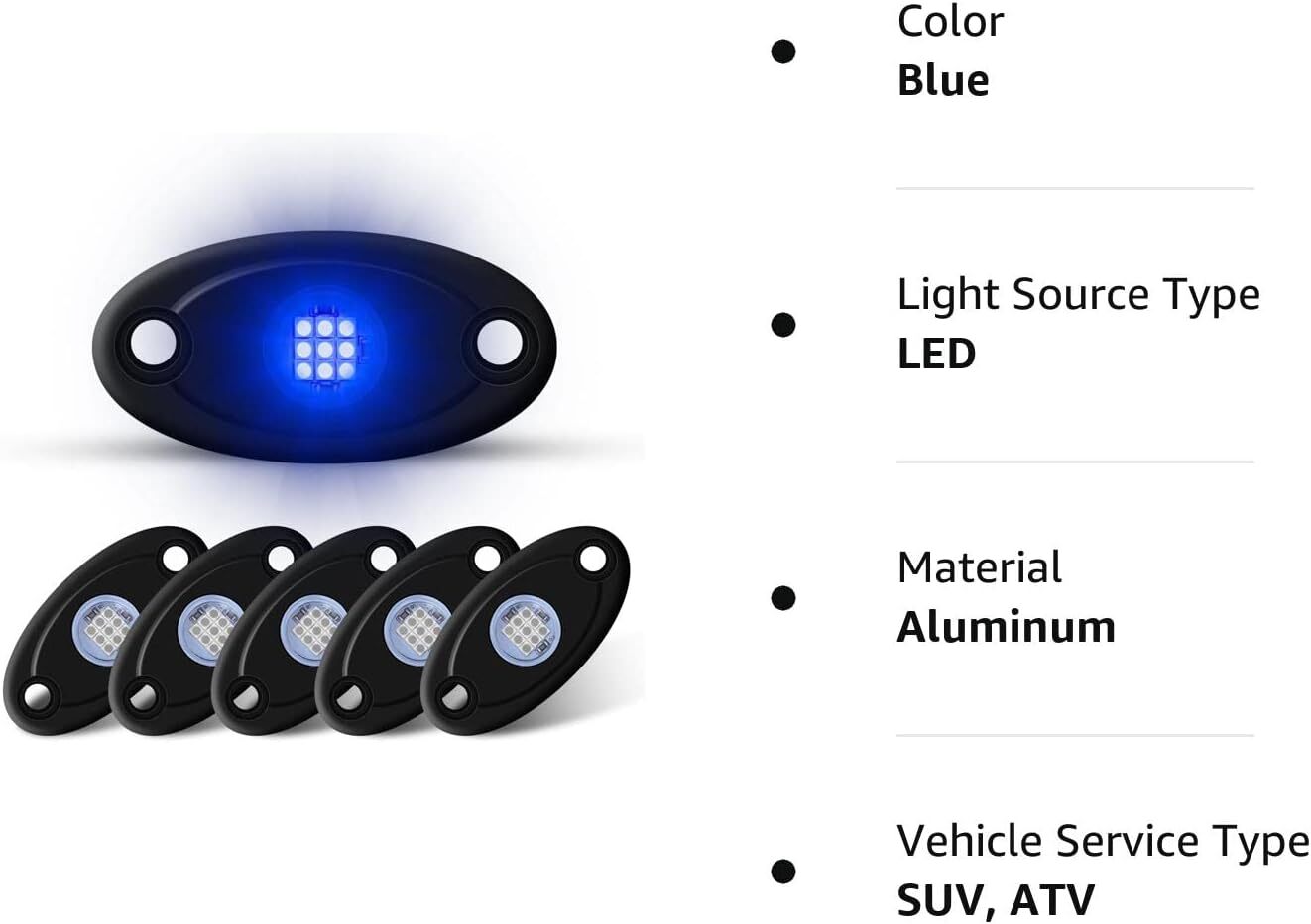 4 Pods Blue LED Rock Light Lights Fit Jeep Off Road Truck Car ATV Under Body