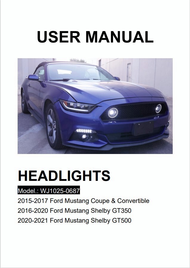 For 2015 2016 2017 Ford Mustang Headlights DRL LED Sequential Projector Headlamp
