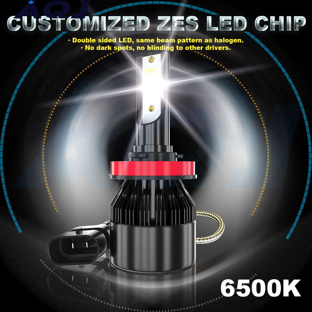 2SIDE Combo 9005+H11 LED Headlight Hi-Low Beam Bulbs Kits 6000K White