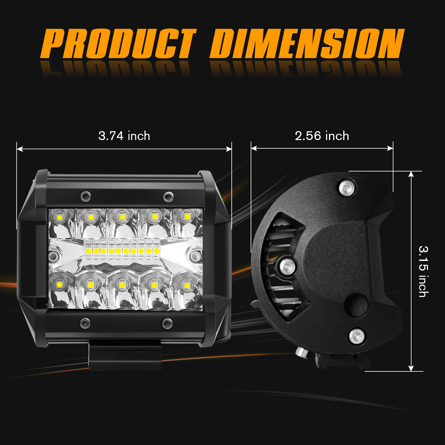 Tow Hitch Mounting Bracket+3-row LED Tow Lights Pods Backup Reverse 4“For Truck