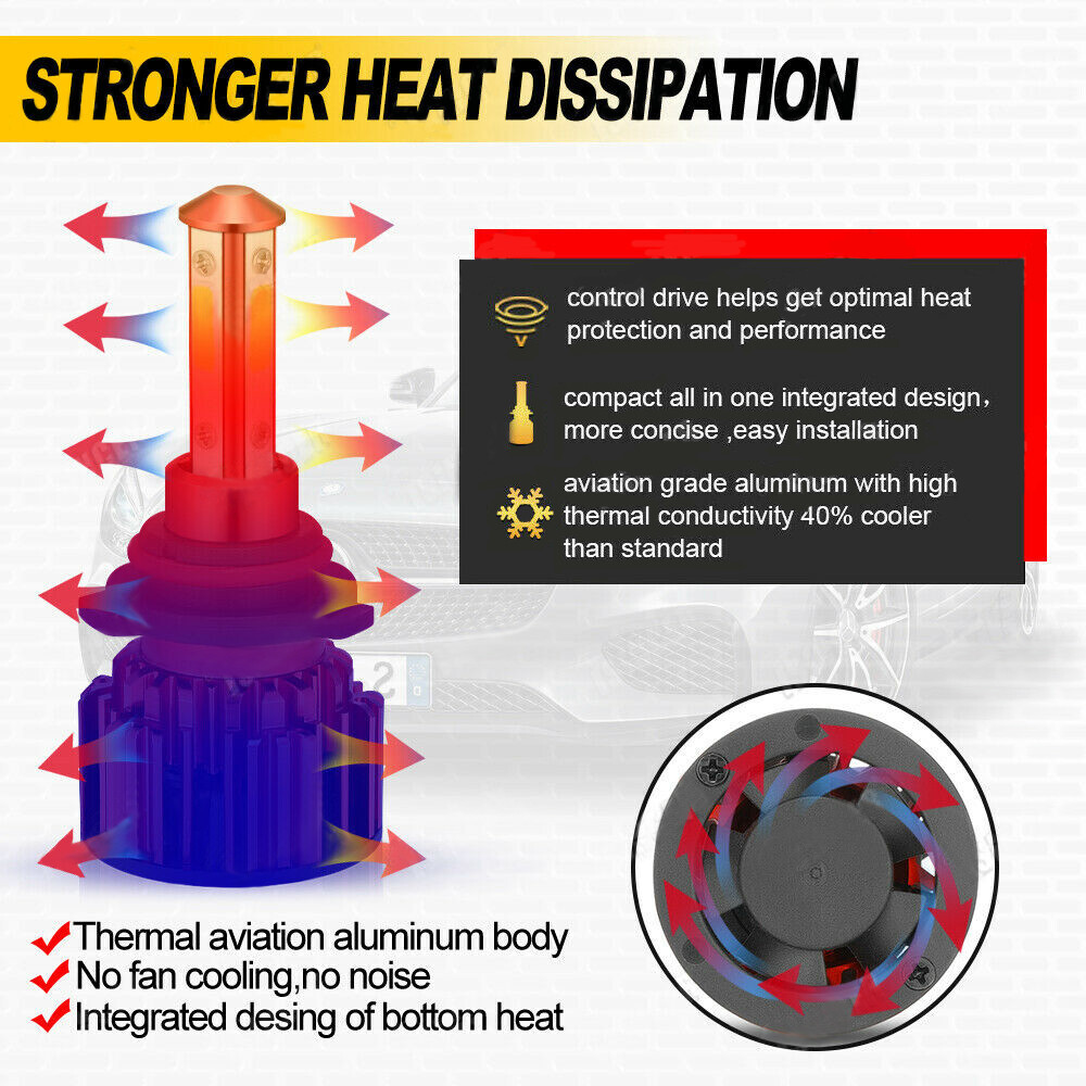 4 SIDE Combo 9005+9006+H11 LED Headlight Hi-Low Beam Bulbs 6000K Fog Light Kit