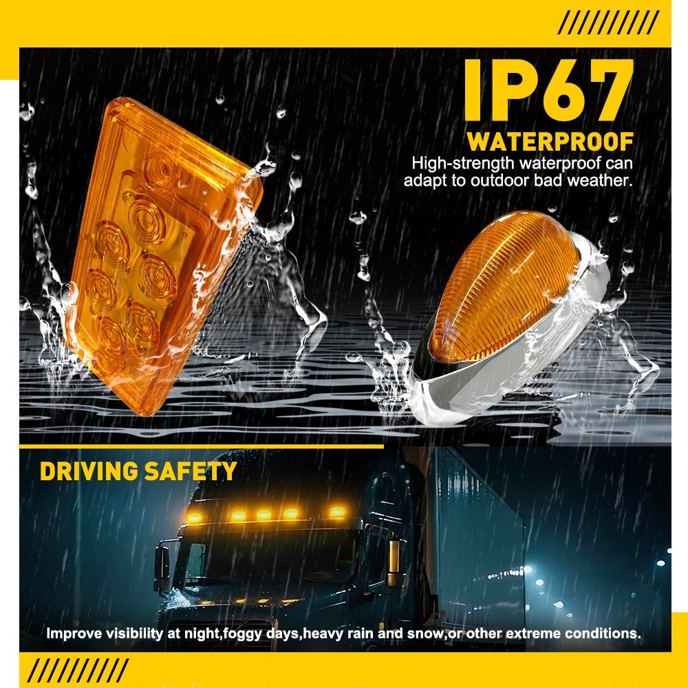 7-70x LED Cab Roof&Side Marker Amber Light Fit Freightliner Volvo Truck Trailer
